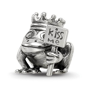 Black Bow Jewelry Kiss Me Frog Prince Bead Charm in Antiqued Sterling Silver - 1 of 4