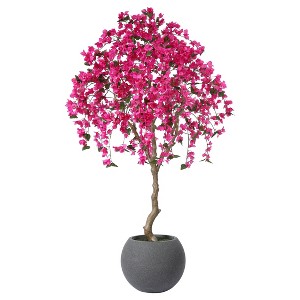 7ft UV Resistant Fake Bougainvillea Flowers Tree with Grey Tall Planter, Artificial Bougainvillea Red Flowers Tree for Indoor Outdoor Home Decor - 1 of 4