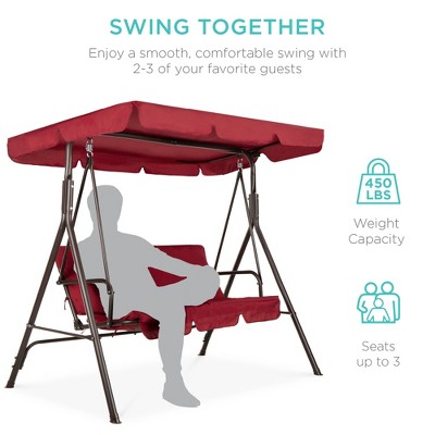 Burgundy Outdoor Convertible Canopy Swing for Two with Removable Cushions