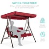 Best Choice Products 2-Person Outdoor Large Convertible Canopy Swing Glider Lounge Chair w/ Removable Cushions - 2 of 4