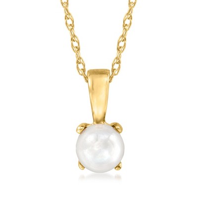 Pure Collection by Ross-Simons 4mm Cultured Pearl Pendant Necklace in 14kt Yellow Gold