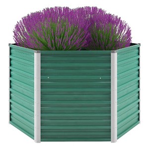 vidaXL Raised Garden Bed Outdoor Flower Box Patio Planter Pot Galvanized Steel - 1 of 4