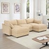 U-Shaped Sectional Sofa, 3-Seater Sofa with Pull-Out Storage Drawers and Footstool, Upholstered Chenille Sofa with Cushion-Coolbibila - 2 of 4