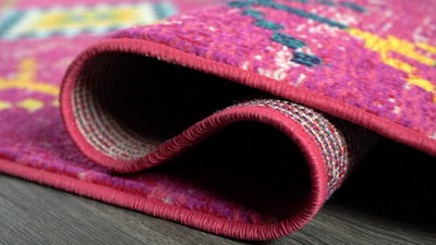 Orange Multicolor Geometric Synthetic Runner Rug