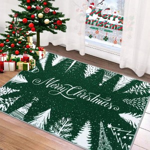 Merry Christmas Rug Washable Area Rugs Xmas Tree Holiday Decor Carpet, 2'x3' - 1 of 4
