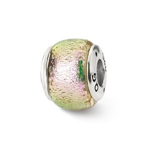 Black Bow Jewelry Pink Luminescent Dichroic Glass Sterling Silver Bead Charm - 1 of 3