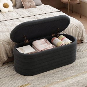 CAVINAS 40" Upholstered Storage Ottoman Bench with Safety Hinges,Multi-Functional Foot Rest, End of Bed Storage Bench for bedroom,Living Room - 1 of 4