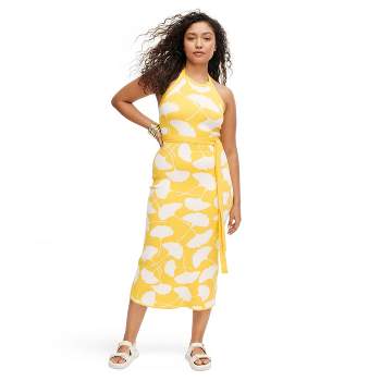 Women's Halter Tie Neck Ginkgo Yellow Sweaterknit Midi Dress - DVF for Target