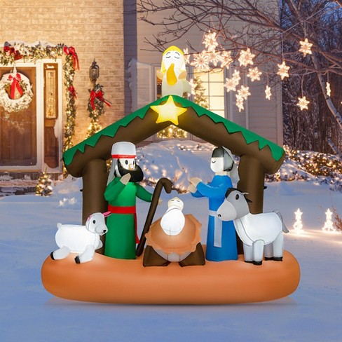 Costway 6ft Inflatable Christmas Birth Of Jesus Scene Nativity ...