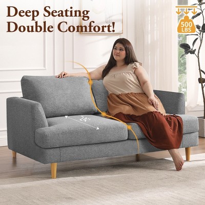 Gericco Loveseat Sofa 56" Mid Century Modern Small Couches for Small Spaces 2-Seat Upholstered Cushion Sofa Couches for Bedroom Apartment