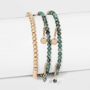 Brass Semi Jade Bracelet - Universal Thread Gold, Women