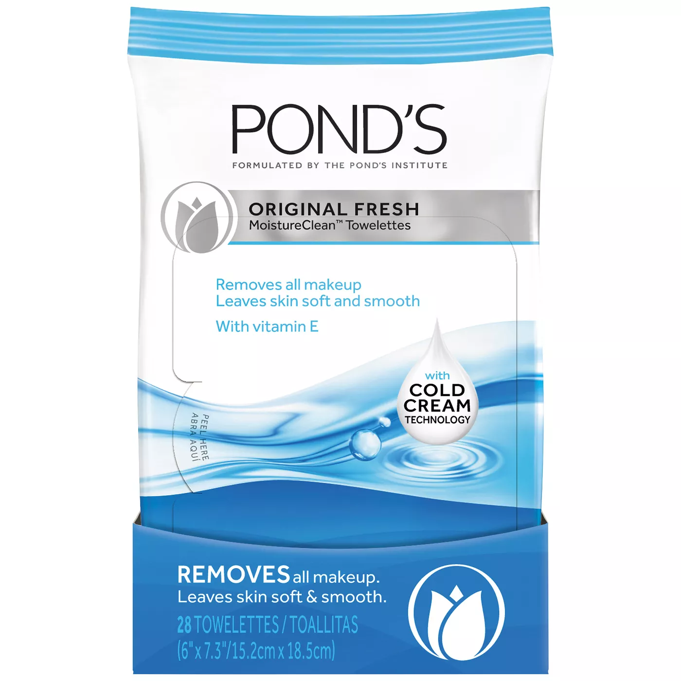 Pond's Wet Cleansing Towelettes Original Fresh - 28ct - image 1 of 8