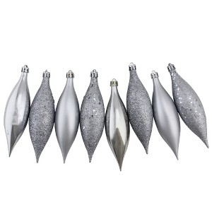 Northlight 8ct Silver Shatterproof 4-Finish Christmas Finial Drop Ornaments 5.5" - 1 of 3