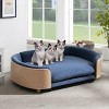 Bulldog Large Size XL Dog Beds With Removable Cover, Velvet Cushion With Solid Wood legs and Bent Wood Back-The Pop Home - 2 of 4