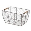 Decorative Brown Chicken Wire Basket with Wood Handles. 12.2x8x7.28 - 3 of 4