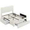 Yaheetech Upholstered Bed Frame with 3 Storage Drawers and Built-In USB Ports - 2 of 4