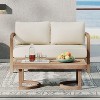 GDFStudio Aston Outdoor Acacia Wood Loveseat and Coffee Table with Cushions - 2 of 4