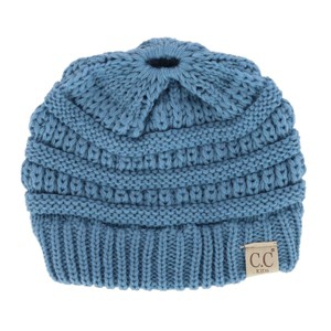 C.C Girl's One Size (2-5) Pony Tail Solid Cable Knit Winter Beanie - 1 of 3
