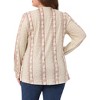 Agnes Orinda Women's Plus Size Boho Paisley Print Pleated V neck Long Sleeve Casual Tunic Blouse - 4 of 4