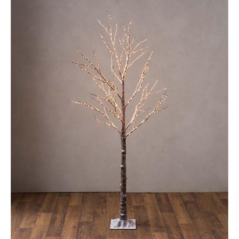 Plow & Hearth - Large Indoor / Outdoor Birch Tree With 600 Warm White ...