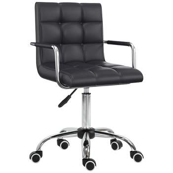 HOMCOM Modern Computer Desk Office Chair with Upholstered PU Leather, Adjustable Heights, Swivel 360 Wheels