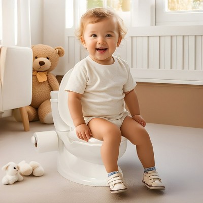 White Realistic Design Toddler Potty Training Toilet with Flush Sound