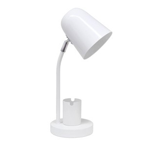 Simple Designs Sleek Essentials Metal Desk Lamp White - 1 of 4