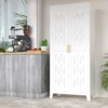 Fontoi Decorative Storage Cabinets, 2 Shapely Doors Cabinet with Vertical Holes,Freestanding Cabinet, White, 31.5"*17.72"*70.87" - 3 of 4