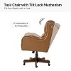 Anders Transitional Leather Executive Task Chair with Solid Wood Base with Casters|ARTFUL LIVING DESIGN-Camel - 4 of 4