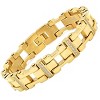 Steeltime Men's stainless steel link bracelet with cz. Color Option: Silver, Gold - 2 of 4