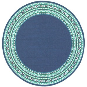 Oriental Weavers Meridian 7'10" Round Machine Woven Rug in Navy - 1 of 4