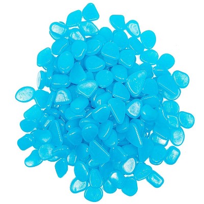 Bright Creations 200 Pack Glow in The Dark Garden Blue Pebbles Glass Gems for Vase Fillers Aquarium Décor