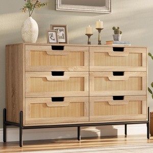 Garvee 6-Drawer Tall Dresser for Bedroom, Farmhouse Storage Cabinet with Solid Metal Legs for Living Room, Entryway - 1 of 4