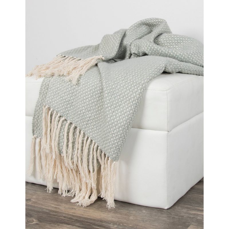 50&#34;x60&#34; Crosshatch Throw Blanket Mint Green - Rizzy Home, 4 of 5