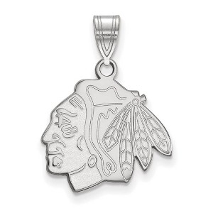 Black Bow Jewelry Sterling Silver Chicago Blackhawks NHL Medium Pendant - 1 of 3
