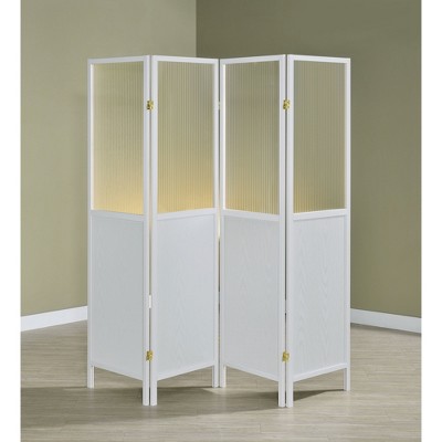 Vynxaria Florentin White 4-Panel Room Divider Folding Shoji Screen