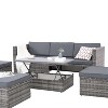 Patio Furniture Outdoor Furniture Seasonal PE Wicker Furniture 5 Set Wicker Furniture With Plywood Coffee Table with Lift Top Coffee Table - 4 of 4