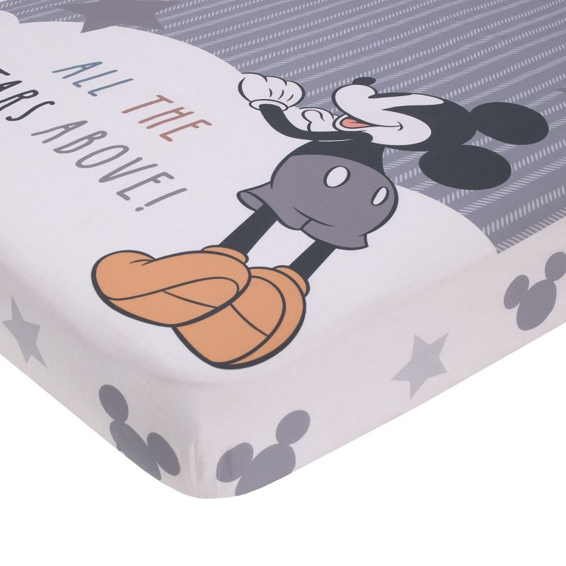 Disney Mickey Mouse Love Mickey Gray, White, and Tan I Love You More Than All The Stars Above Photo Op 100% Cotton Fitted Crib Sheet, 2 of 6