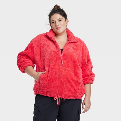 Women's High Pile Fleece 1/2 Zip Pull Over - All In Motion™ Red