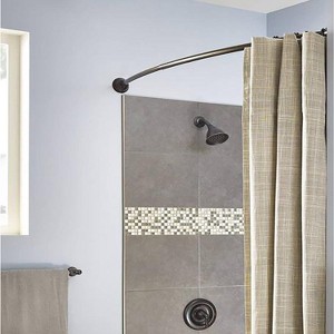 Home Mart Goods Bronze Metal Shower Curtain Curved Rod Rust Resistant Non-Slip - 40"-64" - 1 of 4