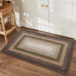 Acekool Washable Braided Print Rug, Non Slip Low Pile Stain Resistant Foldable Area Rug for Living Room Bedroom Dining - 1 of 4