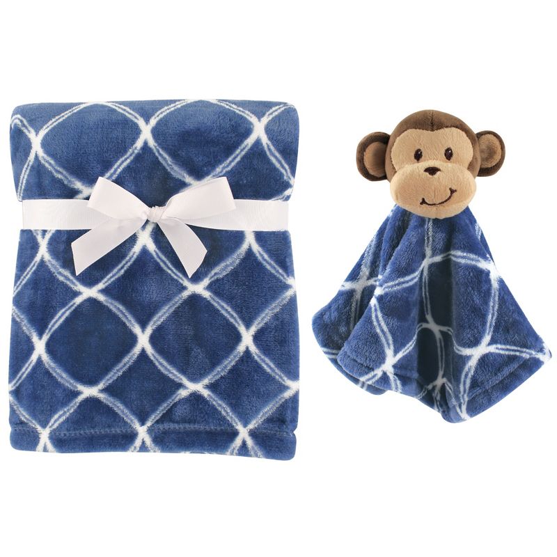 Hudson Baby Infant Boy Plush Blanket with Security Blanket, Monkey, One Size, 1 of 3