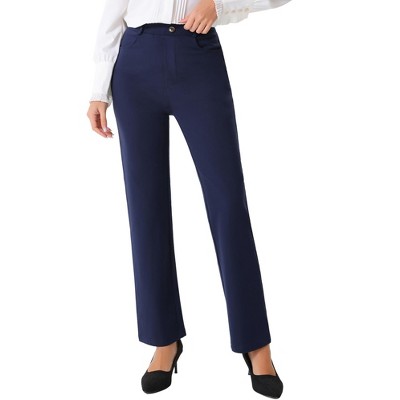 Allegra K Women's High Waist Work Office Stretch Straight Leg Trousers