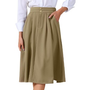 INSPIRE CHIC Women's High Waisted Flowy A-Line Casual Long Skirt with Pockets Midi Skirts - 1 of 4
