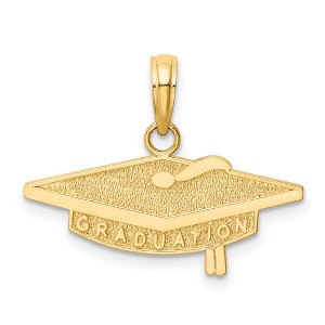 Black Bow Jewelry 14k Yellow Gold Graduation Cap Pendant, 23mm - 1 of 4