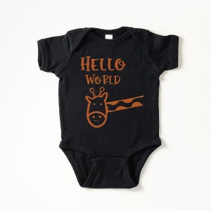 The Juniper Shop Hello World Giraffe Baby Bodysuit - 18mo - Black - 1 of 2