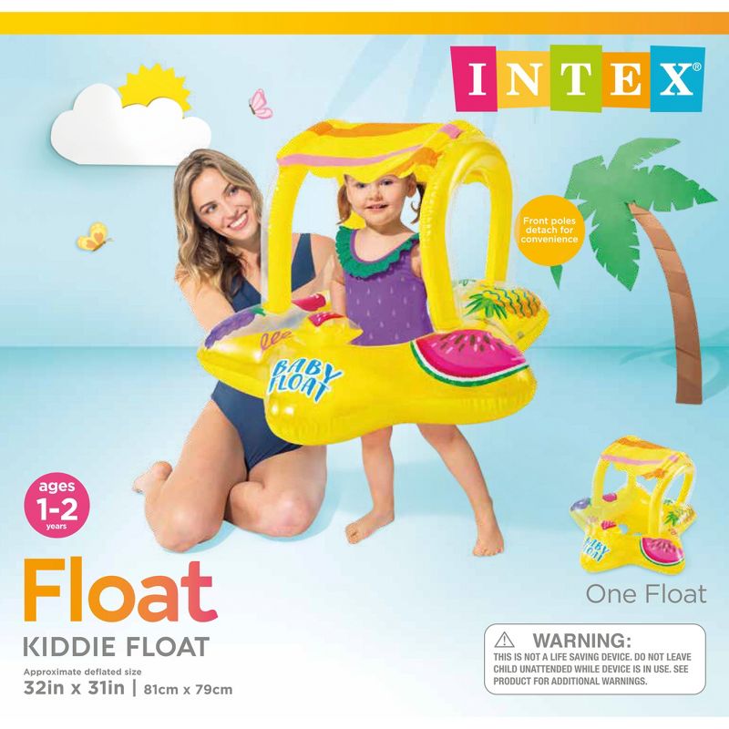 Intex 56573EP Outdoor Swimming Pool Inflatable Comfortable Shaded Canopy Starfish Lounger Baby Toddler Float Safety Raft, Yellow, 6 of 7