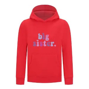 Everyday Kids Big Sister Girls Pullover Hoodie – Cute Colorful Sibling Sweatshirt - 1 of 4