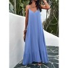 Women Summer Sundress V-Neck Sleeveless Spaghetti Strap Backless Maxi Long Beach Shirt Dress Travel Vacation Outfits - 2 of 4