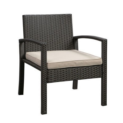 Mocha Wicker 2-Person Conversation Set with Khaki Cushions